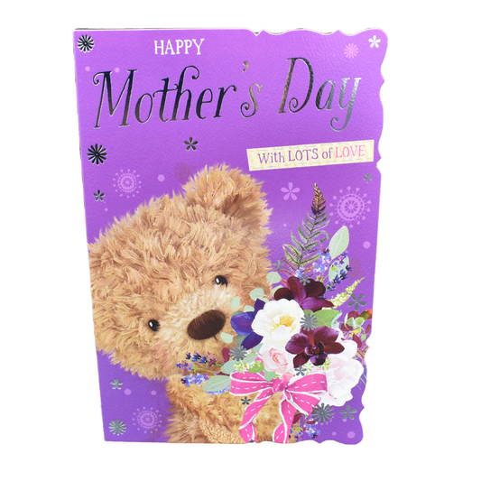 Large Mothers Day Card Purple Bear